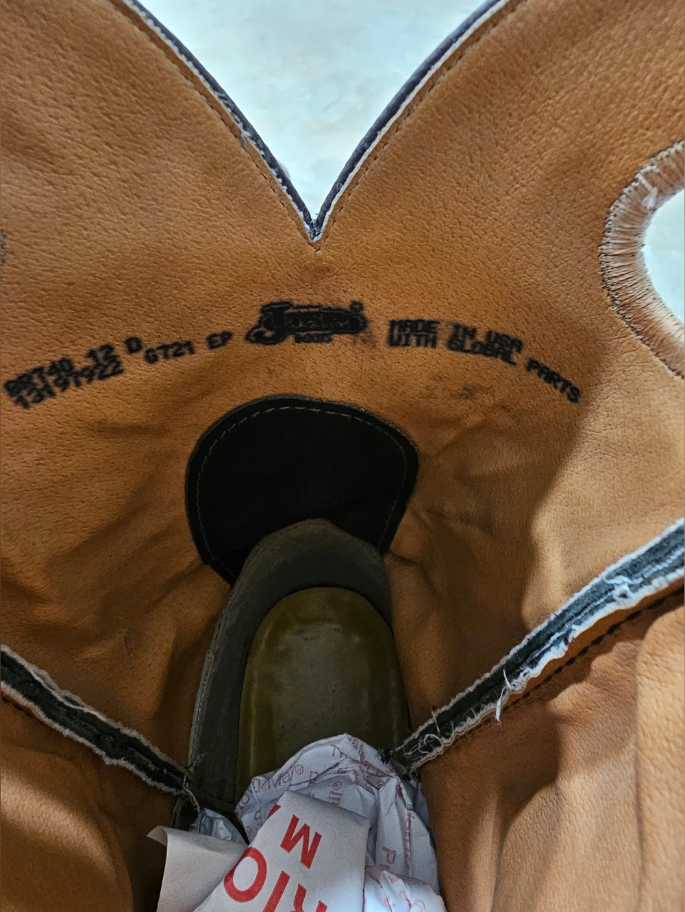 Mens 12 D Justin BENT RAIL Brown Leather Square Western Cowboy Boots, WORN TWICE - Picture 12 of 12